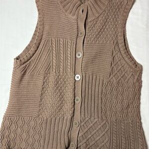 Liz Claiborne Women's Beige Knitted Cardigan Vest